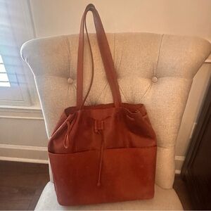 Elegant Parker Clay dark red bucket Leather Bag